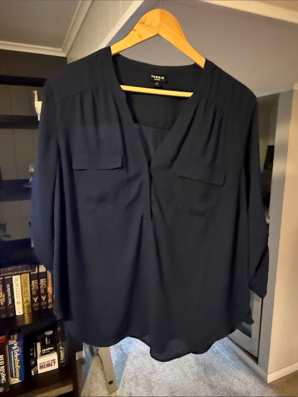 torrid Navy V-Neck Long Sleeve Tunic Top